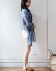 Baltic Mist Handwoven Hand Knotted Soft Cotton Scarf Calming Blues