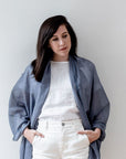 Baltic Mist Handwoven Hand Knotted Soft Cotton Scarf Calming Blues