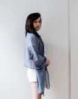Baltic Mist Handwoven Hand Knotted Soft Cotton Scarf Calming Blues