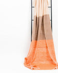 Chestnut Orange Cream Color Block Handwoven Merino Throw