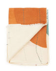 Cirq Sun Yellow Green Circle Pattern Hand Embroidered Linen Silk Handloom Scarf folded in warm colors.