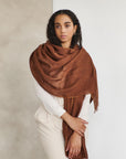 Coco Brown Hand Woven Linen Silk Blend Scarf