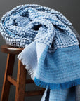 Macaroon Sky Blue Plush Textured Merino Handloom Throw