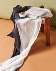 Granite Black White Ombre Linen Silk Handloom Scarf