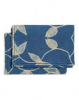Folio Indigo Handcrafted Shibori Cotton Table Napkins ( set of 4 ) displayed in vibrant blue with elegant leaf patterns.