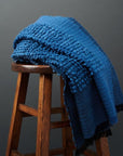 Macaroon Midnight Dark Blue Plush Textured Merino Handloom Throw