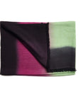 Iris Courtyard Green Purple Hand Woven Cashmere Merino Scarf showcasing unique color blend of green, purple, and black.