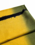 Iris Topaz Yellow Olive Green Cashmere Merino Soft Handwoven Modern Artisanal Scarf showcasing rich colors and texture.