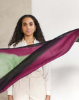 Iris Courtyard Green Purple Hand Woven Cashmere Merino Scarf