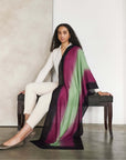 Iris Courtyard Green Purple Hand Woven Cashmere Merino Scarf
