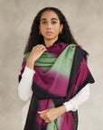 Iris Courtyard Green Purple Hand Woven Cashmere Merino Scarf