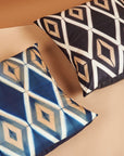 Tisa Indigo Handcrafted Shibori Geometri Print Mulberry Silk Pillow