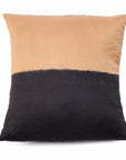 Kala Black & Gold Color Block Mulberry Silk Square Pillow featuring a stylish color block design in silk.