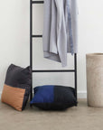 Aakar Mor Black & Indigo Color Block Mulberry Silk Pillow