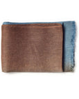 Mahogany Sky Brown Blue Ombre Linen Silk Handloom Scarf folded neatly on a white background.