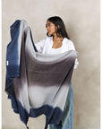 Moonstruck Blue Gray Handloom Handspun Merino Throw