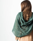 Moss Dark Green Soft Linen Silk Handwoven Modern Artisanal Scarf