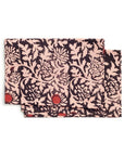 Hummus Floral Wax Block Printe Cotton Table Napkin( set of 4 ) showcasing black and red floral block print design.