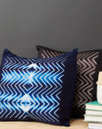 Naami Indigo Geometric Shibori Print Silk Pillow