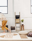 Dyoon Abstract Pattern Handwoven Artisanal Wool Rug In Earthy Hues