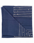 Rosewood Indigo With Hand Knotted Stripes Handloom Merino Throw
