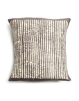 Maple Black Block Printed Stripes Mulberry Silk Pillow Cover