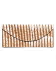 Oak Brown Stripes Cotton Wax Block Printed Envelope Pouch on a white background.
