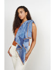 Samu Indigo Hand Printed Shibori Silk Chiffon Scarf