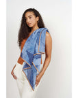 Samu Indigo Hand Printed Shibori Silk Chiffon Scarf
