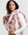 Salmon Pink Wax Block Printed Hand Woven Linen Scarf