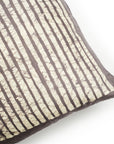 Maple Black Hand Wax Block Printed Stripes Mulberry Silk Pillow