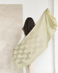 Sea Salt Pastel Green Hand Woven Hand Embroidered Silk Merino Classic Scarf