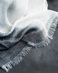 Granite Black White Ombre Linen Silk Handloom Scarf