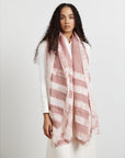 Salmon Pink Wax Block Printed Hand Woven Linen Scarf