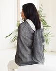Granite Black White Ombre Linen Silk Handloom Scarf