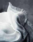 Granite Black White Ombre Linen Silk Handloom Scarf showcasing its elegant ombre design and soft texture.