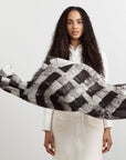 Carbo Black & White Handwoven Wax Block Printed Linen Scarf