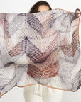 Samu Black Hand Crafted Shibori Print Silk Chiffon Sqaure Scarf