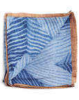 Chiffon square scarf in blue and brown, featuring unique shibori print design, perfect for any occasion.