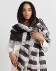 Carbo Black & White Handwoven Wax Block Printed Linen Scarf