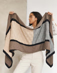 Muhu Brown Gray Hand Knitted Peruvian Alpaca Blanket / Large Plush Scarf