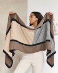 Muhu Brown Gray Hand Knitted Peruvian Alpaca Blanket / Large Plush Scarf