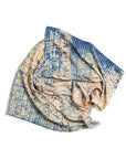 Tesu Indigo Gold Silk Scarf In Modern Artisanal Shibori Print