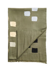 Sahara Olive Green Silk Merino Hand Woven Hand Embroidered Scarf