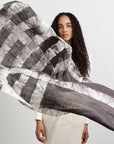 Carbo Black & White Handwoven Wax Block Printed Linen Scarf