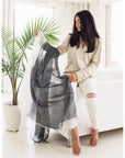 Granite Black White Ombre Linen Silk Handloom Scarf