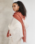 Pecan Brown Ombre Dyed Hand Woven Linen Scarf