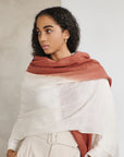 Pecan Brown Ombre Dyed Hand Woven Linen Scarf