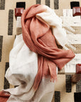 Pecan Brown Ombre Dyed Hand Woven Linen Scarf