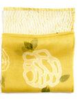 Primrose Turmeric Hand Painted Floral Print Shibori Large Square Silk Scarf